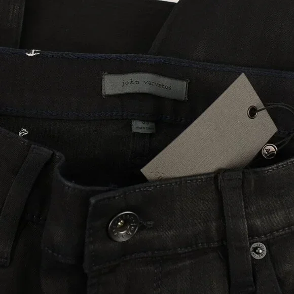 JOHN VARVATOS Ink Blue JV702 Waxed Coated Slim Fit 5 Pocket Jeans 33 NWT